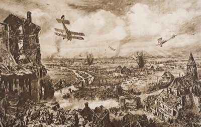 Abwehr eines deutschen Angriffs, Armentieres, Belgien, Illustration aus 