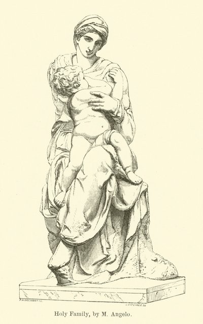 Heilige Familie, von M. Angelo (Gravur) von English School
