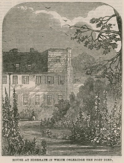 Haus in Highgate, London, in dem der Dichter Samuel Coleridge starb von English School