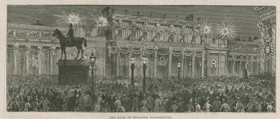 Illuminationen schmücken die Bank of England von English School