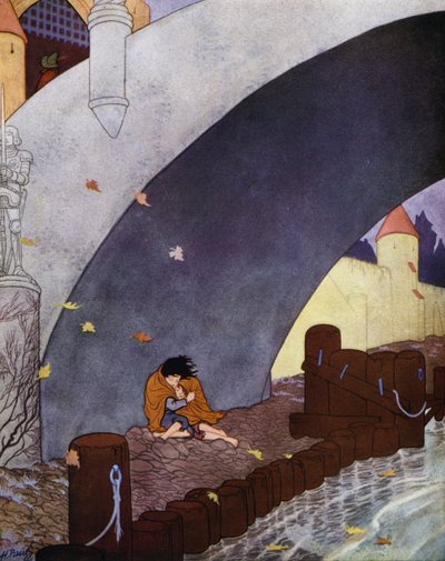 Illustration für Der glückliche Prinz von Oscar Wilde (Farblithographie) von English School