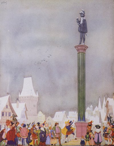 Illustration für Der glückliche Prinz von Oscar Wilde (Farblithographie) von English School