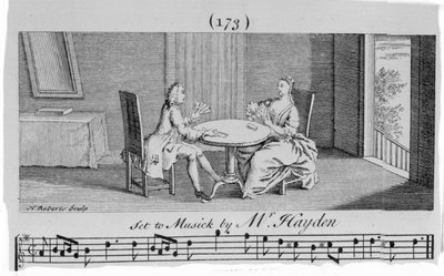 Illustration zu Noten von Joseph Haydn, graviert von H. Roberts von English School