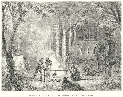 Lager der Einwanderer in den Vorgebirgen der Kette (Gravur) von English School