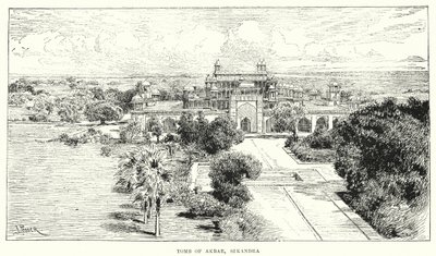Indien: Grab von Akbar, Sikandra (Gravur) von English School