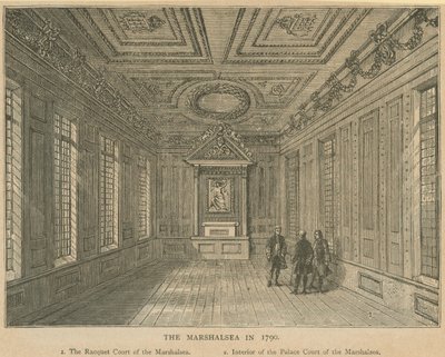 Innenansicht des Palastgerichts des Marshalsea-Gefängnisses von English School