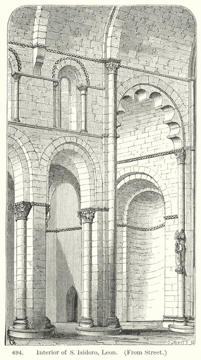 Innenansicht von S Isidoro, Leon (Gravur) von English School