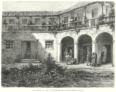 Innenhof eines Bologneser Hauses (Gravur) von English School