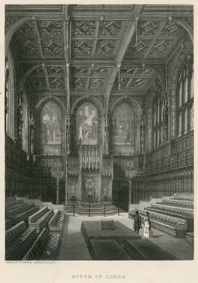Innenansicht des House of Lords, Westminster, London von English School