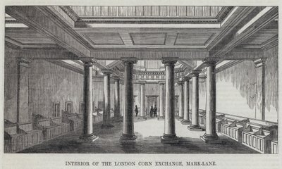 Innenansicht der London Corn Exchange, Mark-Lane (Gravur) von English School