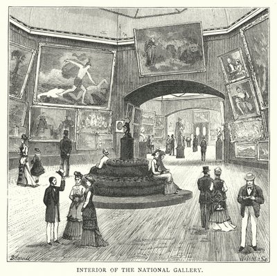 Innenansicht der Nationalgalerie (Stich) von English School