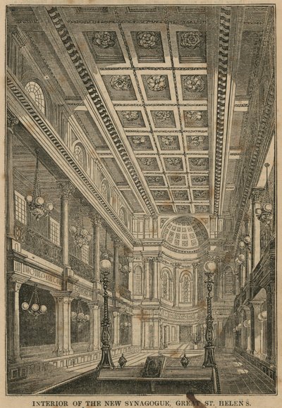 Innenraum der neuen Synagoge, Great St Helens, London von English School