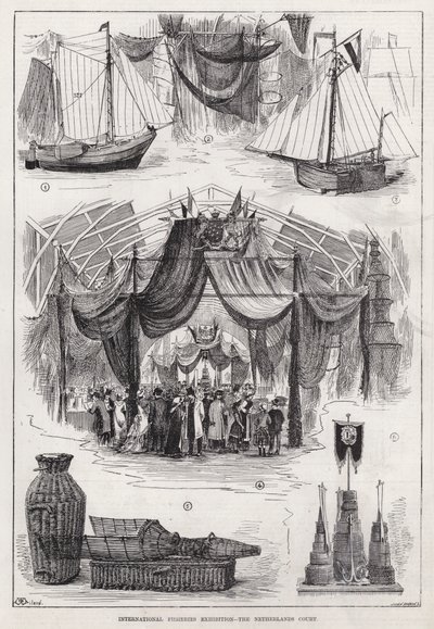Internationale Fischereiausstellung, Der niederländische Hof (Gravur) von English School