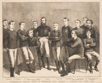 Internationales Fußballspiel im Kennington Oval: England gegen Schottland - Das schottische Team, aus The Graphic, 1879 von English School