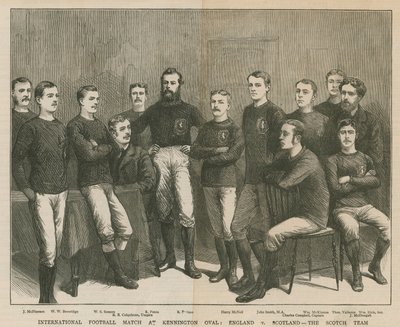 Internationales Fußballspiel im Kennington Oval; England gegen Schottland, das schottische Team von English School