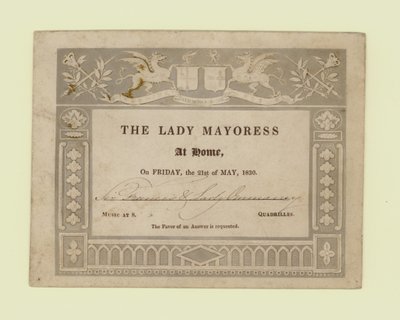 Einladung von der Lady Mayoress, At Home, 21. Mai 1830 von English School