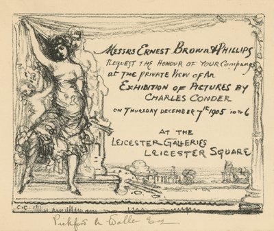 Einladung zu einer Ausstellung von Werken von Charles Conder von English School