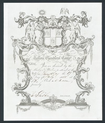 Einladung zum Ball der Talgkerzenmacher-Gesellschaft, London von English School