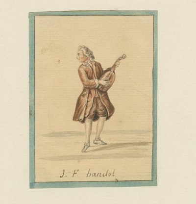 J. F. Händel, Mitte des 19. Jahrhunderts (Tinte, Kreide und Waschung auf Papier) von English School