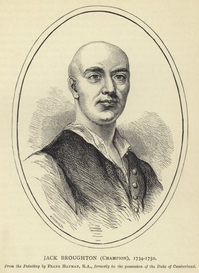 Jack Broughton, Champion, 1734-1750, nach dem Gemälde von Frank Hayman, RA, ehemals im Besitz des Herzogs von Cumberland von English School