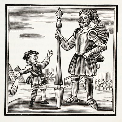 Jack und der Riese, Illustration aus Chap-books des achtzehnten Jahrhunderts von John Ashton, veröffentlicht 1882 von English School