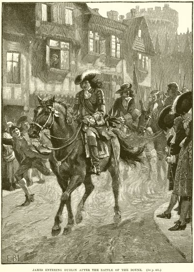 James betritt Dublin nach der Schlacht am Boyne von English School