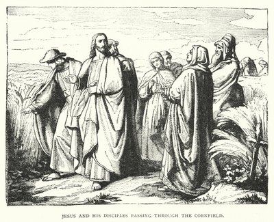 Jesus und seine Jünger gehen durch das Kornfeld von English School