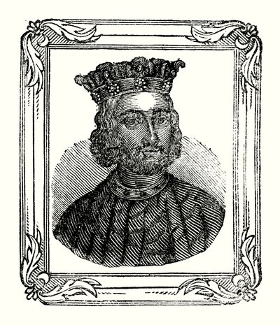 John wurde 1167 geboren, 1199 gekrönt und starb 1216 (Gravur) von English School