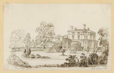 Kensington Palace Gardens; datiert 27. August 1857 von English School