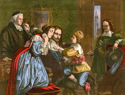 König Karl I. verabschiedet sich von seinen Kindern (kolorierte Gravur) von English School