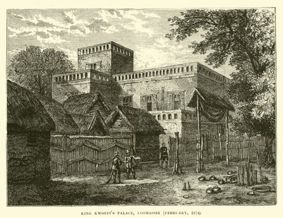 Palast von König Kwoffis, Coomassie, Februar 1874 von English School