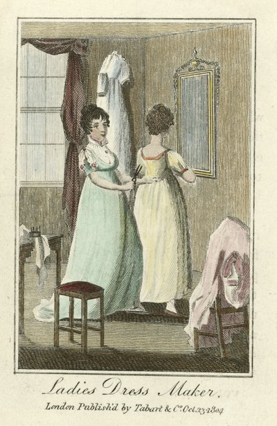 Damenkleidermacher, veröffentlicht 1804 von English School