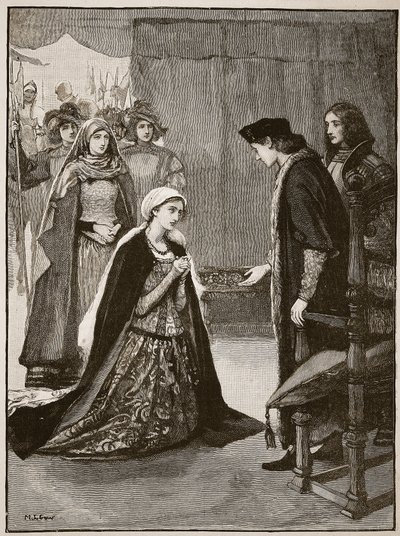 Lady Catherine Gordon vor Heinrich VII, Illustration aus Cassells Illustrierter Geschichte Englands von English School