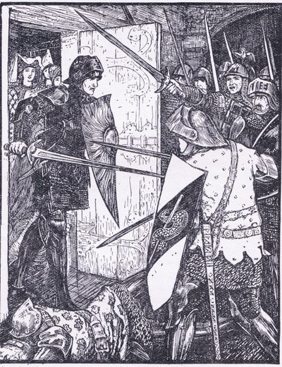 Lancelot kommt aus Gueneveres Zimmer, Illustration aus 