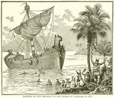 Landung von Leif Erikson an den Küsten von Vinland im Jahr 985 von English School