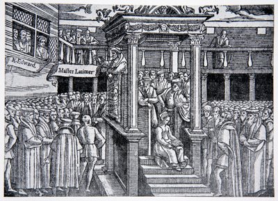 Latimer predigt vor Edward VI, Illustration aus The History of the Nation von English School