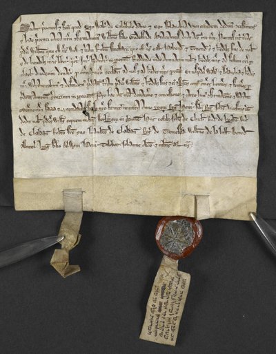 Lateinische Urkunde mit hebräischem Verzichtserklärung, von Jacob ben Aaron von English School