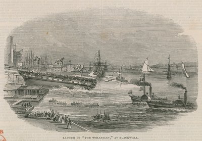 Stapellauf der Wellesley in Blackwall von English School