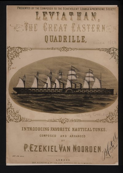Leviathan, die Great Eastern, viktorianisches Notenblatt von English School