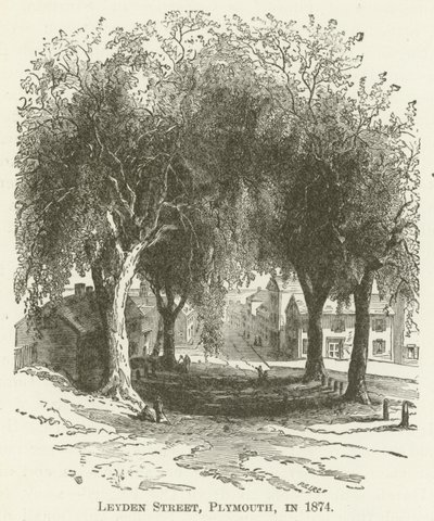 Leyden Street, Plymouth, im Jahr 1874 von English School
