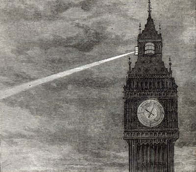 Licht auf dem Uhrturm, Houses of Parliament aus The Illustrated London News, 16. August 1873 von English School