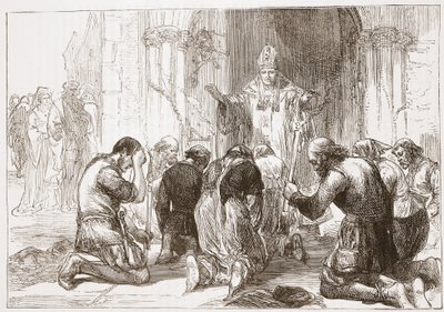 Lollarden leisten Abkehr von ihrem Glauben, Illustration aus Die Geschichte des Protestantismus von James Aitken Wylie, veröffentlicht 1878 von English School