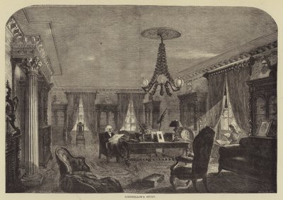 Longfellows Arbeitszimmer (Gravur) von English School