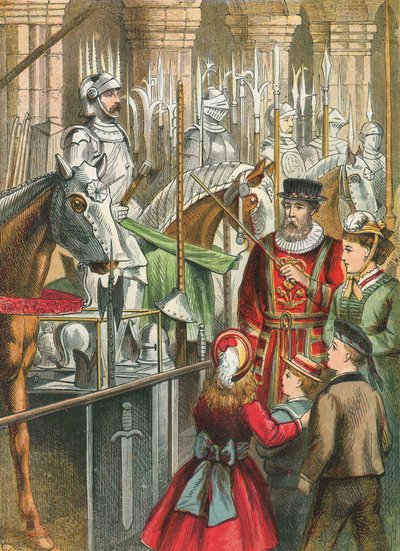 Betrachtung von Rüstungen im Tower of London von English School