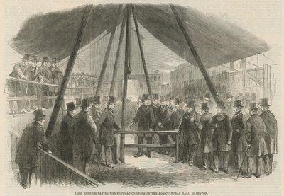 Lord Berners legt den Grundstein der Landwirtschaftshalle von English School
