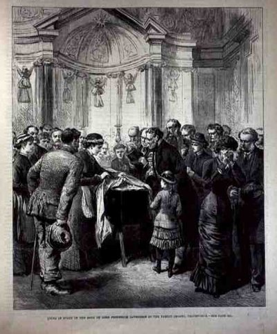 Aufbahrung, der Leichnam von Lord Frederick Cavendish (1836-82) in der Familienkapelle, Chatsworth von English School