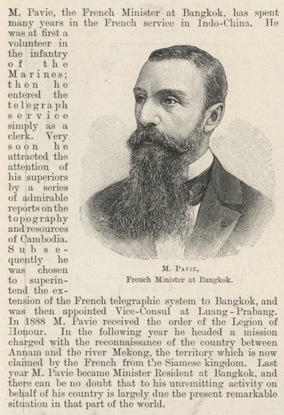 M Pavie, französischer Minister in Bangkok (Gravur) von English School