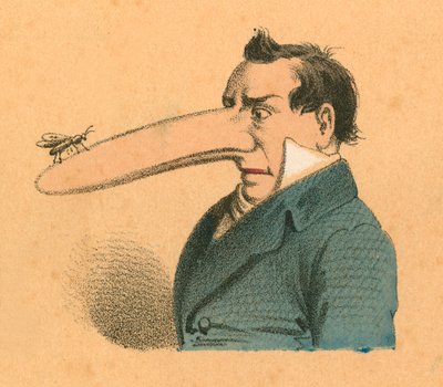 Mann mit Fliege auf der Nasenspitze von English School
