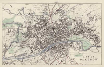Karte: Stadt Glasgow, gezeichnet und graviert von G H Swanston, Edinburgh von English School