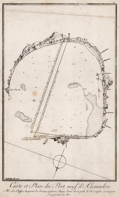Karte und Plan des Hafens von Alexandre, Ägypten von English School